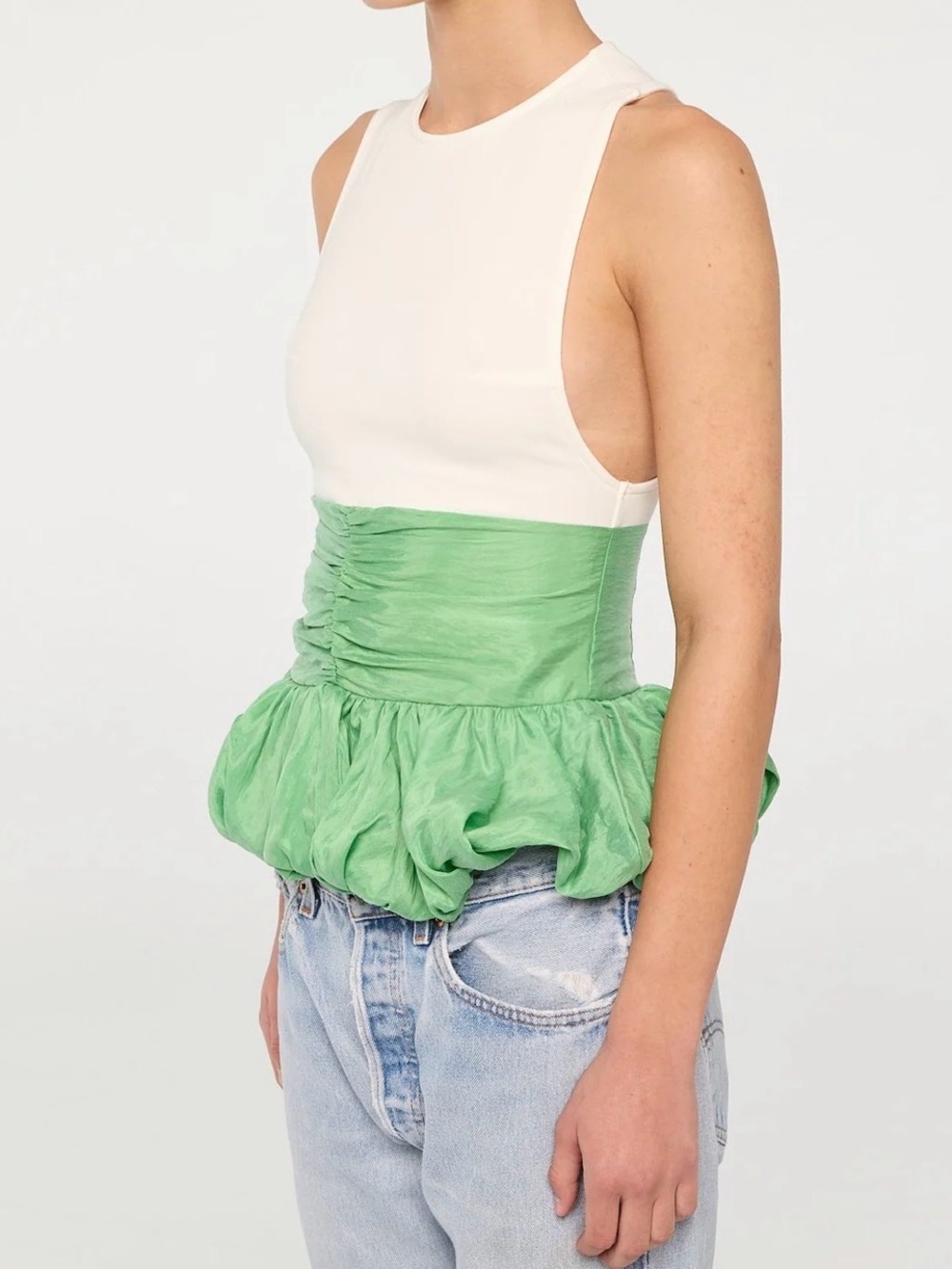 The Line by K ARDEN
White Green Two Tone Peplum Top - Picture 2 of 7
